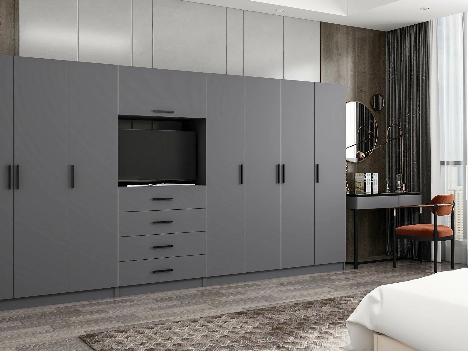 Dollap i madh, ngjyrë antracit, Skye Decor, Minar Kale - 7831