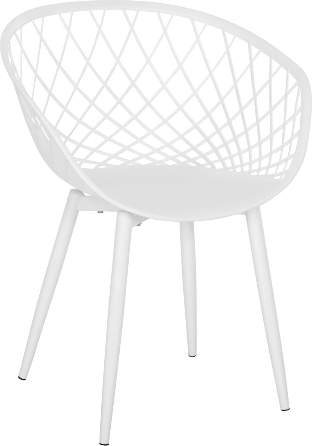 Karrige ARIADNE FH8001.31 polipropileni e bardhë-këmbë metali të bardha 62x54x81Hcm., set prej 4 copash