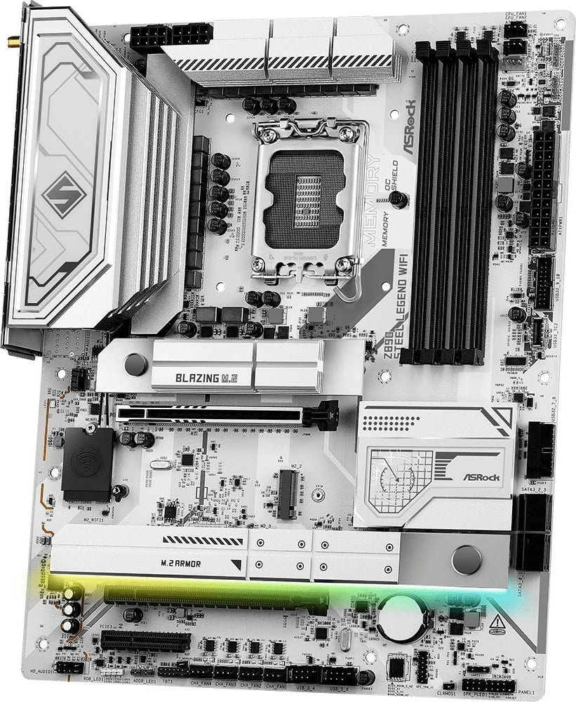 Pllakë amë, ASRock, Z890 Steel Legend WiFi, ATX LGA1851 Intel Z890 DDR5 PCIe 5.0 Wi‑Fi 7 Thunderbolt 4, set me 2 kabllo SATA dhe 2 antena