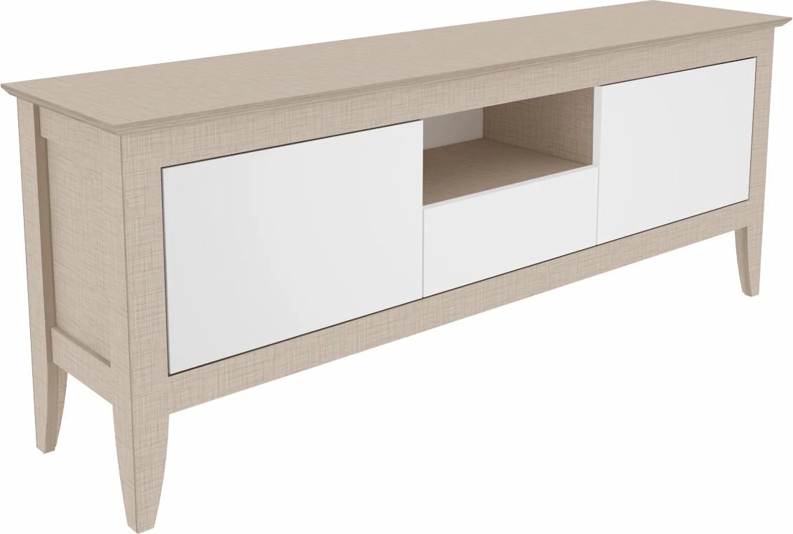 Komodë TV moderne Skye Decor, ngjyrë bezhë dhe e bardhë