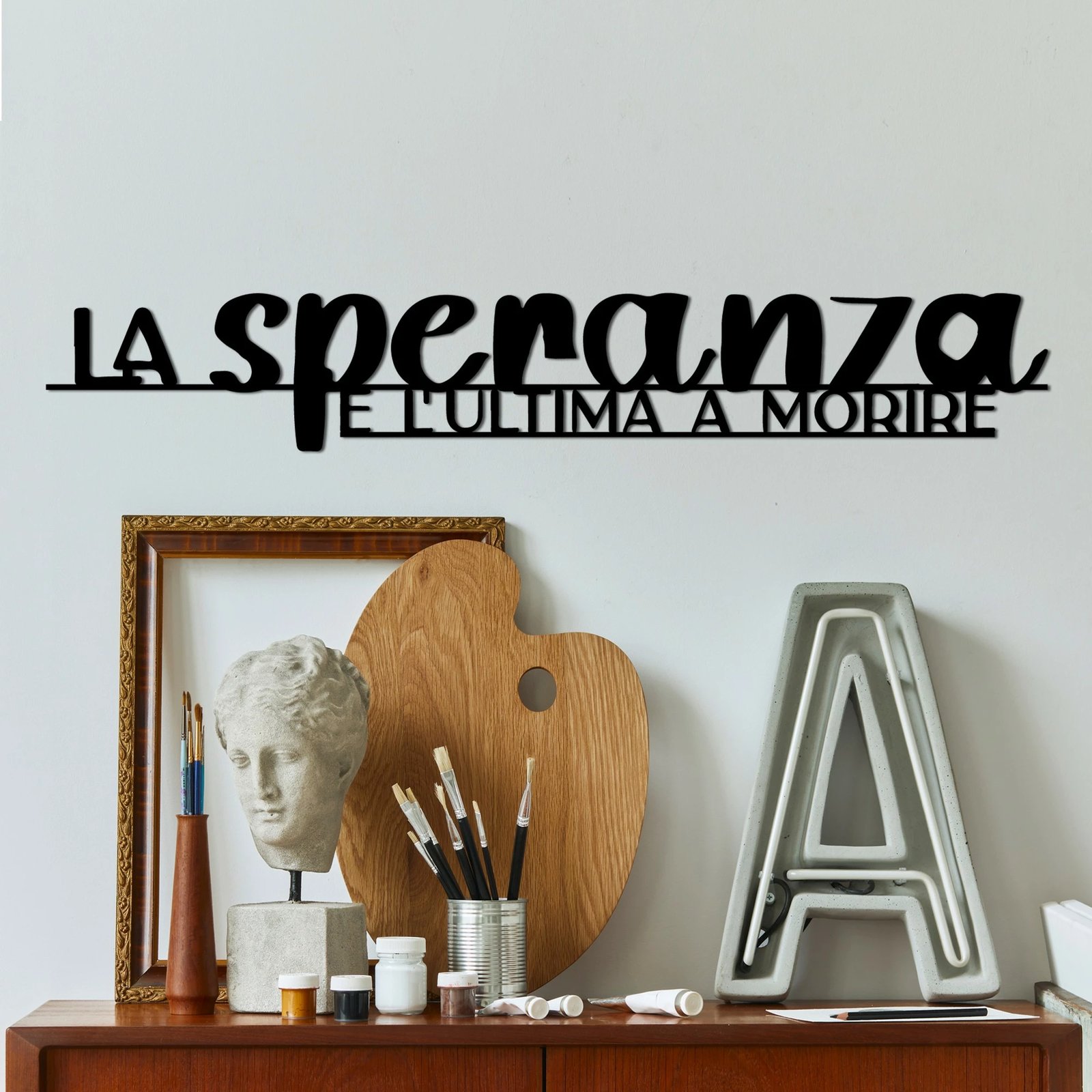 Aksesor dekorativ metalik për mur, Wallity La Speranza 1, ngjyrë e zezë, 86x14cm