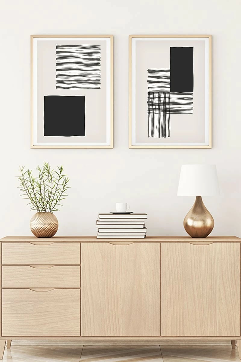 Pikturë dekorative me kornizë MDF (2 copë), Wallity, Huhu145, 50x35cm