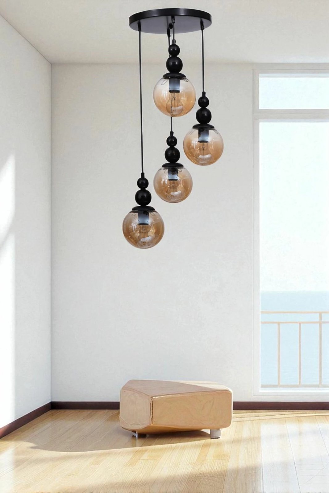 Llambë tavani Opviq, ngjyrë mjaltë dhe e zezë, 4 drita, 9053-4