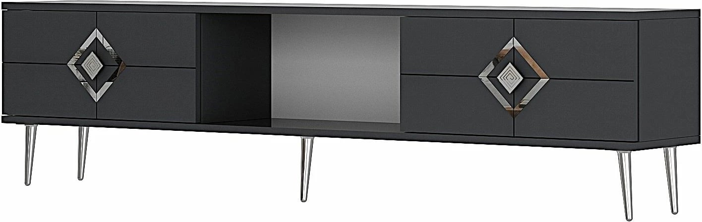 Komodë TV Skye Decor, ngjyrë antracit, argjendtë