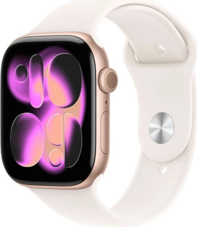 Smartwatch Apple Watch Series 11, 46 mm, alumin, 64 GB, rrip sportiv M/L, rozë e artë/rozë e butë