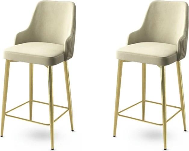 Set karrigesh për bar (2 copë), Hanah Home, Enox, krem, ari