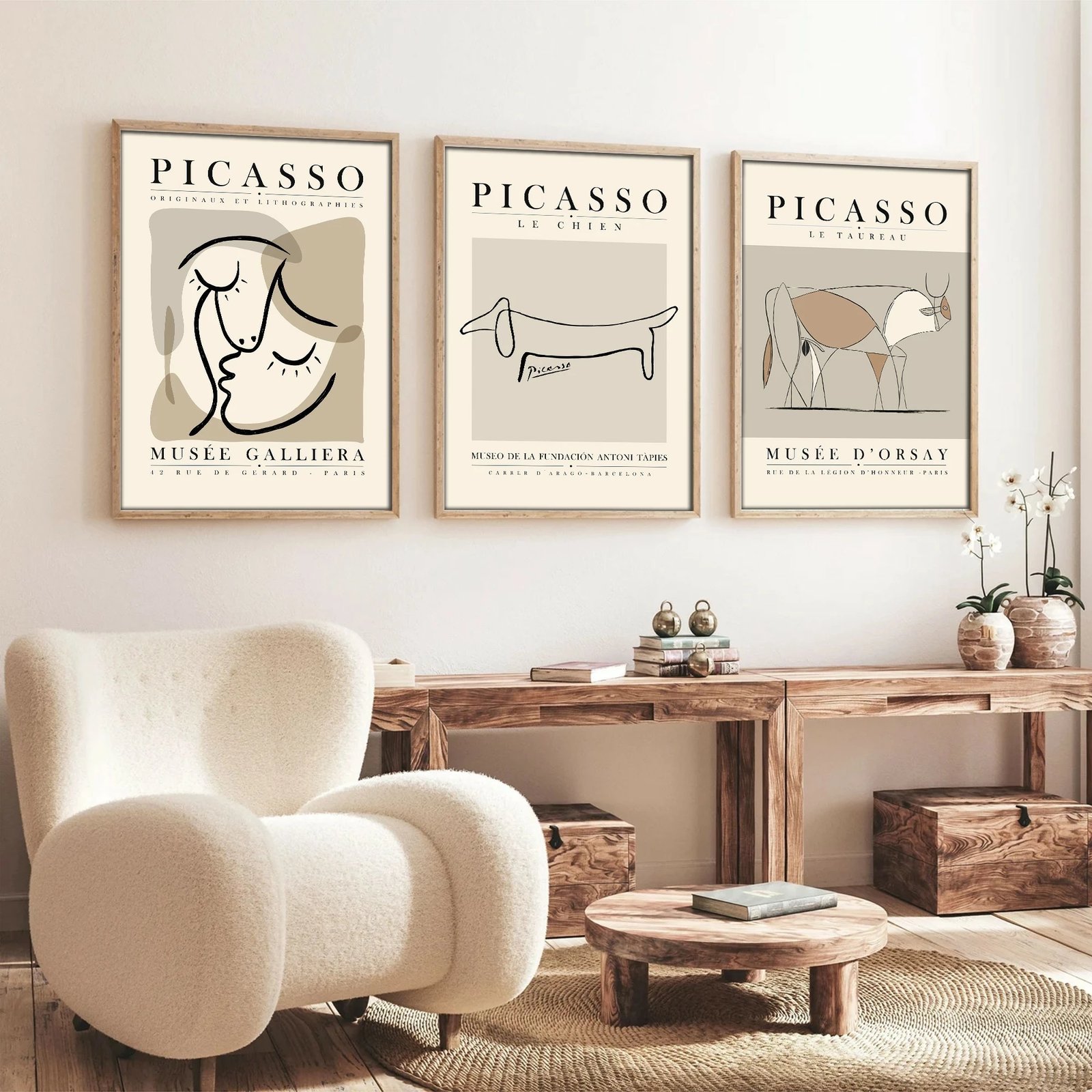 Pikturë dekorative me kornizë, MDF, set prej 3 copash, Wallity, Huhu253, 20x30cm