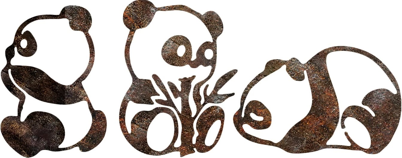 Aksesor dekorativ muri prej metali, panda me pamje të vjetër, Wallity