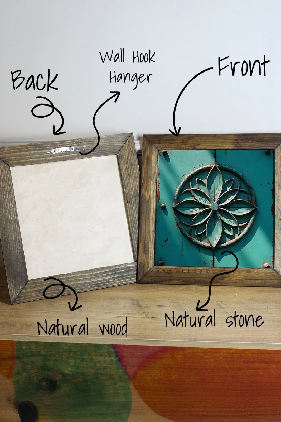 Pikturë dekorative me kornizë, shumëngjyrëshe, Wallity, Ersytastablo36 - 26, 26x26cm