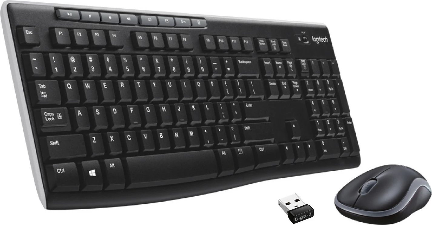 Komplet wireless Logitech MK270, QWERTY, Maus përfshirë, E zezë
