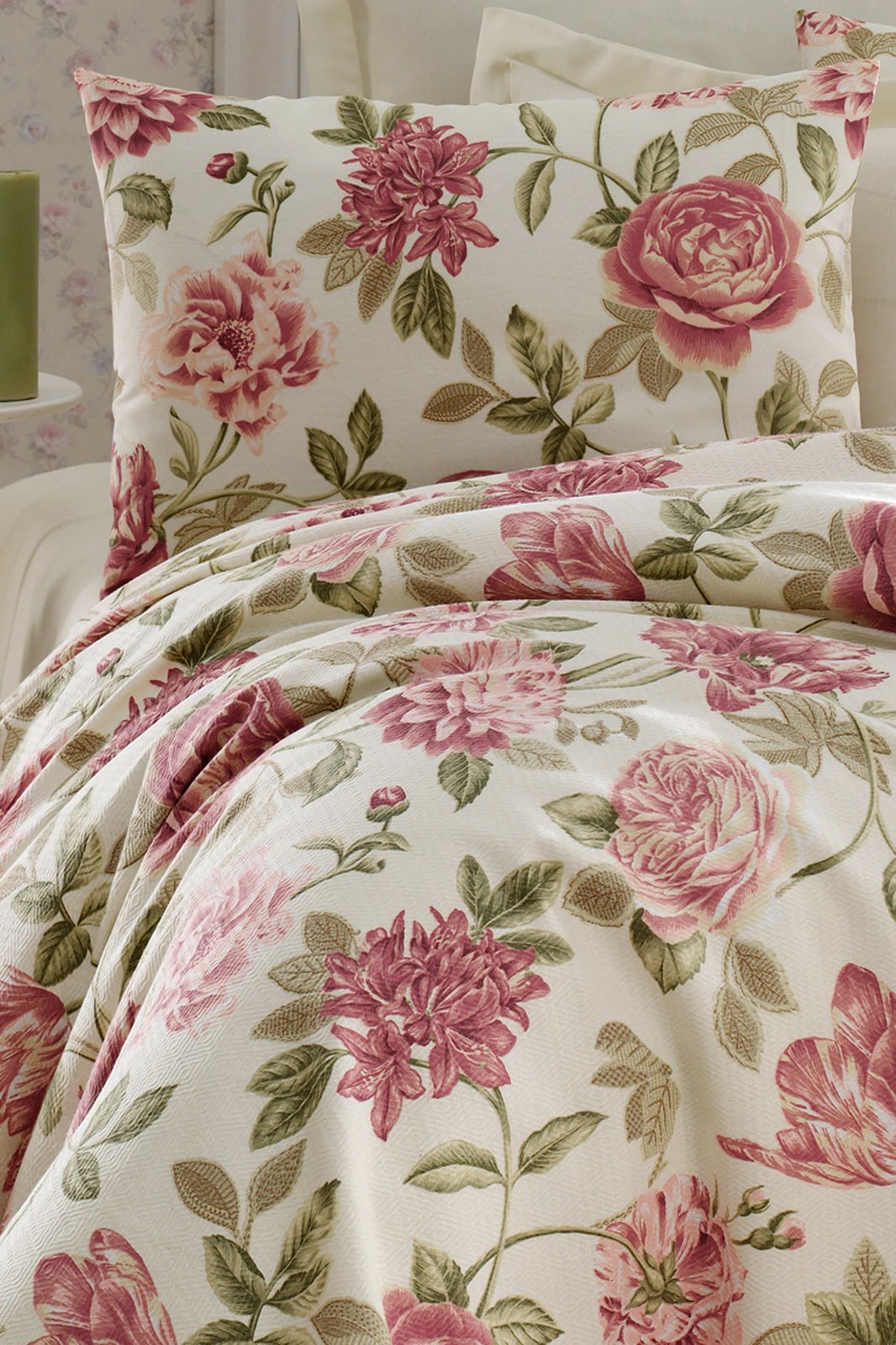 Set pique dopio L'essentiel, ngjyrë rozë, krem, e gjelbër