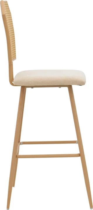 Karrige për bar Camilla I, ratan PE natyral, stof natyral, metal natyral, 47.5x58x117cm (2 copë)