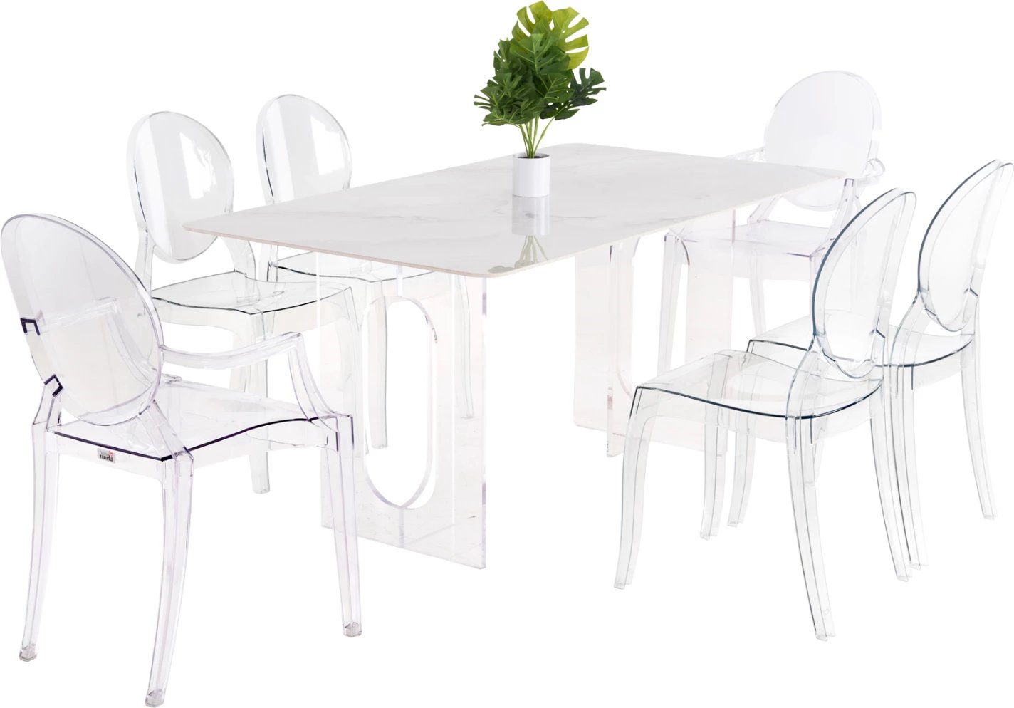 Tavolinë me karrige 7 pjesë, FH11959, tavolinë AETHER, 2 karrige me krahë & 4 karrige ARAMIS