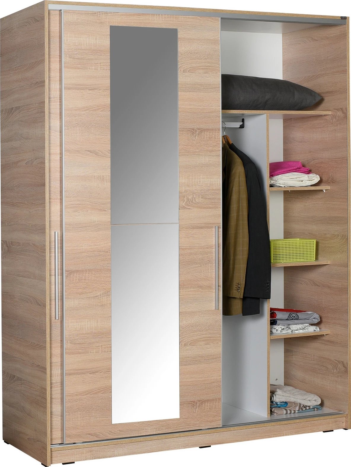 Dollap Hanah Home, SWD-716-SS-3, ngjyrë sonomo, me derë pasqyre, 160x207x60cm