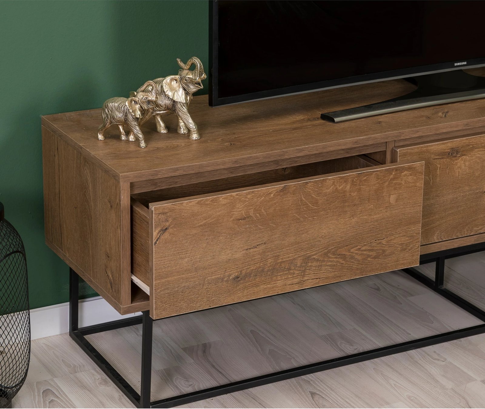 Set mobiljesh për dhomë dite, ngjyrë arre dhe e zezë, Laxus Takım 27