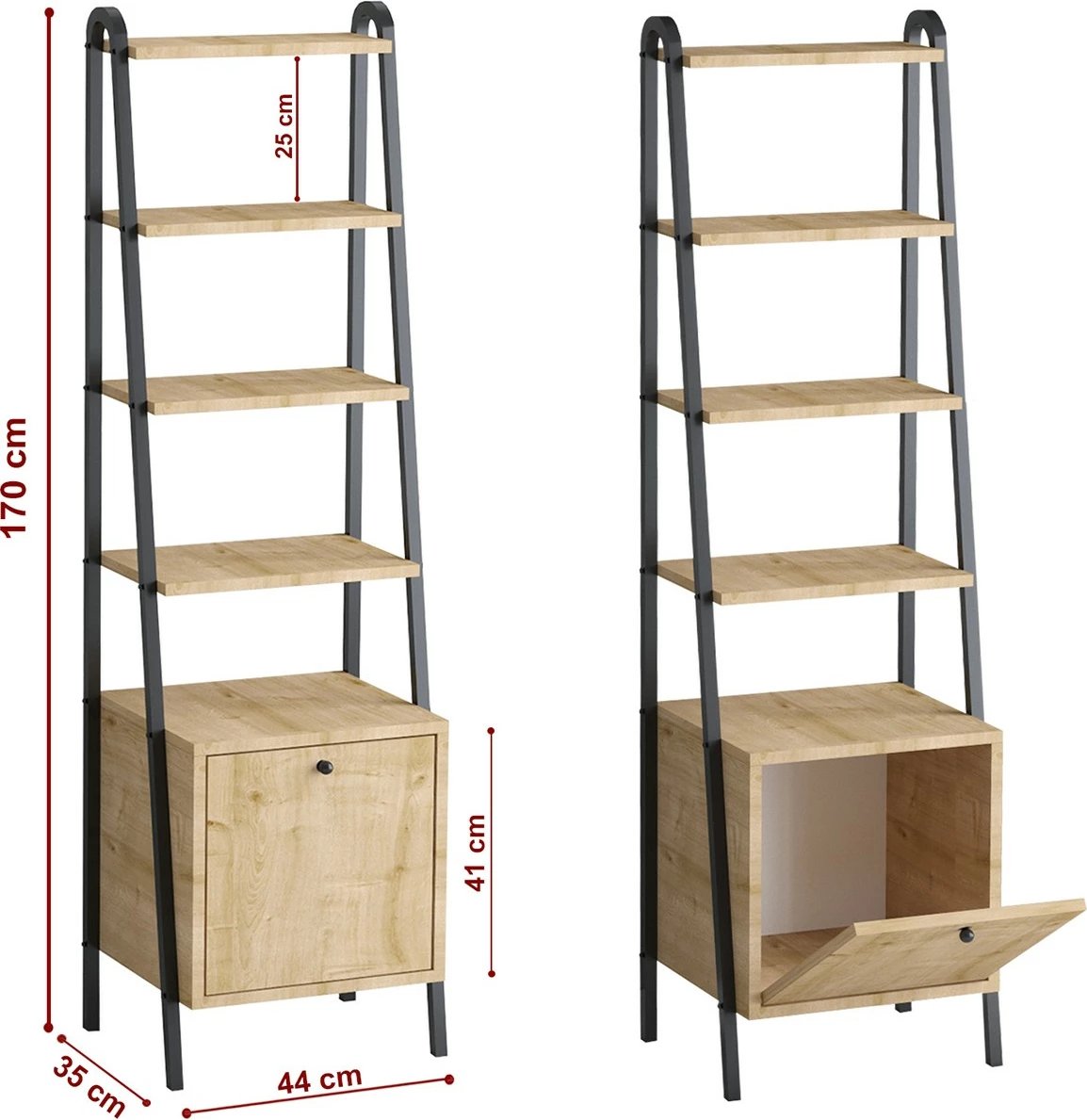 Raft librash Hanah Home, Mona, ngjyrë lis safir, e zezë