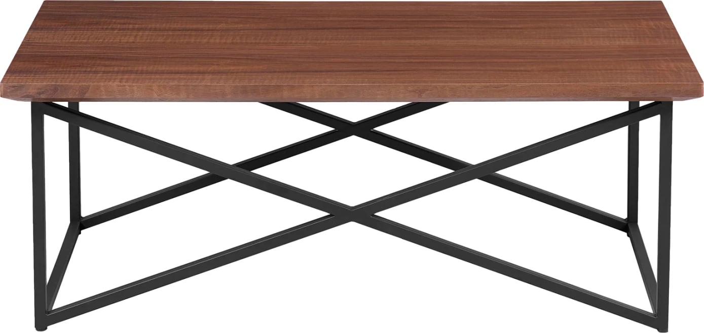 Tavolinë kafeje FH9469.02 MDF me sipërfaqe druri arre, bazë metalike e zezë 120x60x45.5H cm