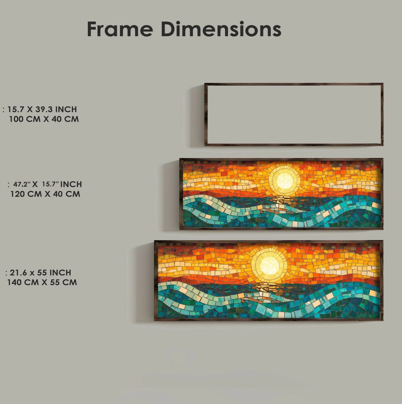 Pikturë dekorative me kornizë, MDF, shumëngjyrëshe, Wallity, EMR018, 40x120x3.5cm