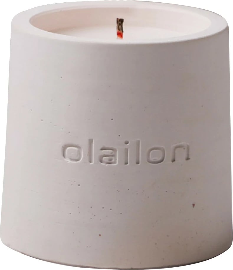 Qiri dekorativ prej betoni, ngjyrë e bardhë, aromë vanilje/rose, Aberto Design, Konik