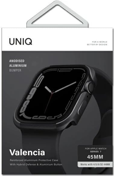 Mbështjellës Uniq Valencia për Apple Watch Series 4/5/6/7/8/9/SE/SE2 44/45mm, grafit
