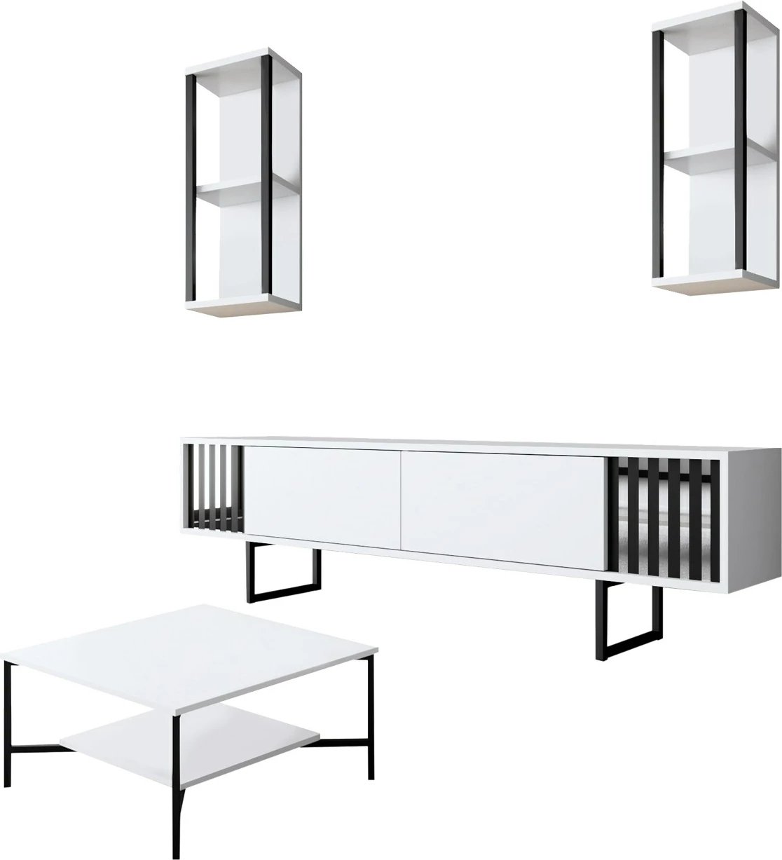 Set mobiljesh për dhomë dite Hanah Home, Chrome Line, bardhë/zi