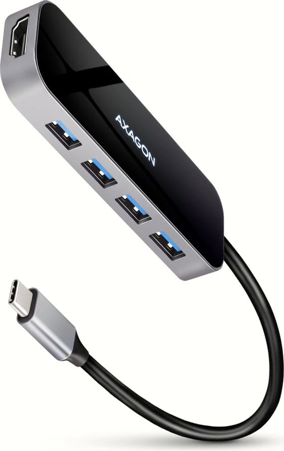 Hub multiport AXAGON HMC-6H4A, 4x USB-A, HDMI, USB-C 3.2 Gen 1, PD 100W, 20cm, zi