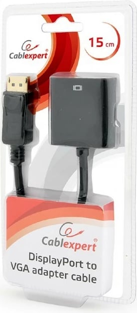 Adapter Gembird DisplayPort në VGA, 0.15m, i zi