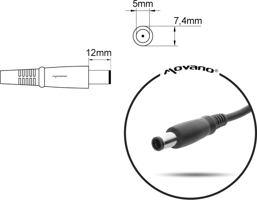 Kasë rryme Mitsu ZM/DEL195334 për Dell, 65W, 19.5V 3.34A, 7.4x5.0 mm