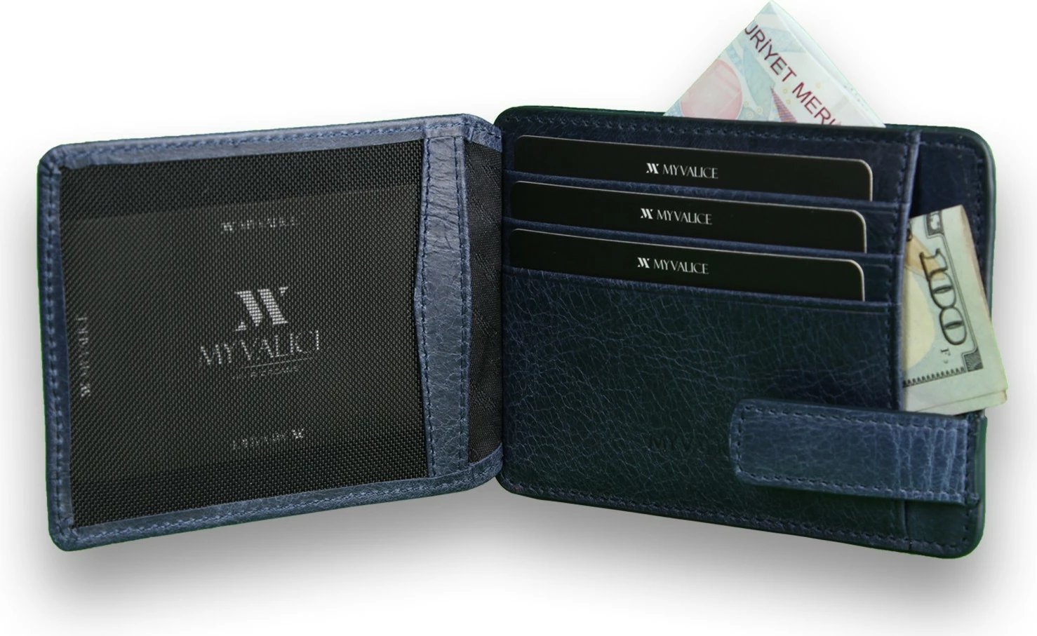 Portofol lëkure, ngjyrë kaltër, Zoozie Bags, 3543