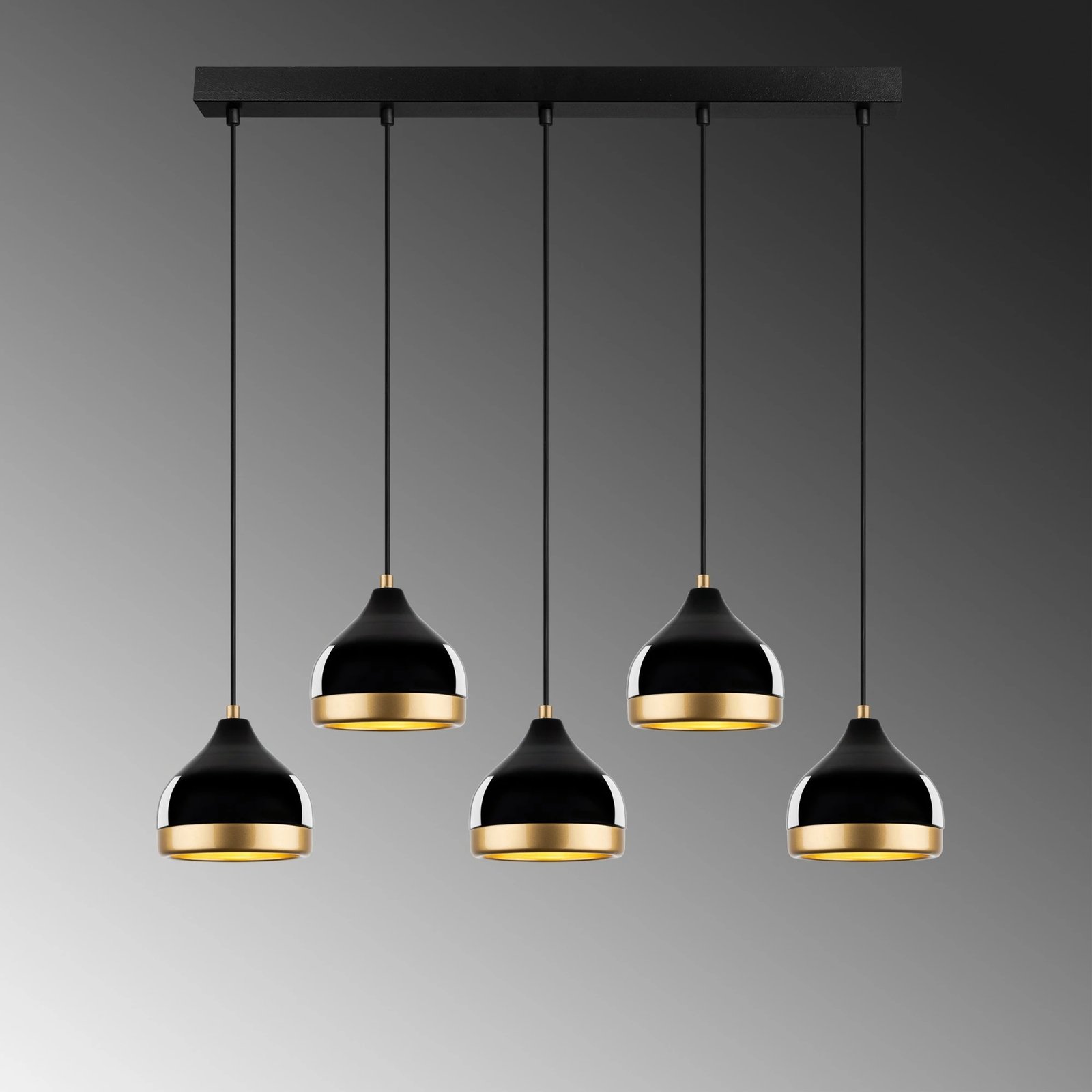 Llambë tavani Opviq Yildo M-7011, trup metalik, e zezë, lartësi e rregullueshme, 90x17x111cm