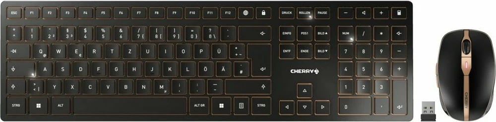 Set tastierë dhe maus Cherry DW 9100 SLIM wireless, IT-layout, e zezë