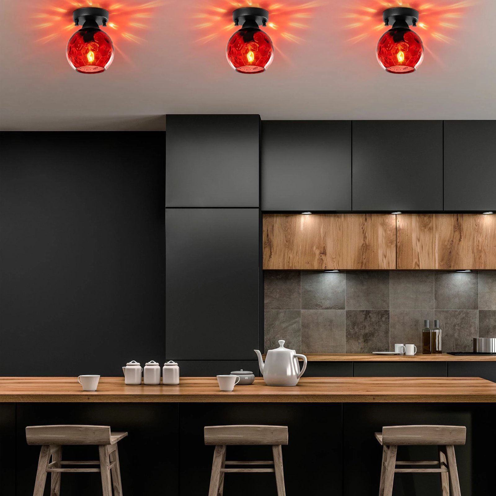 Llambë tavani Opviq Benek, e kuqe dhe e zezë, 15x15x18cm