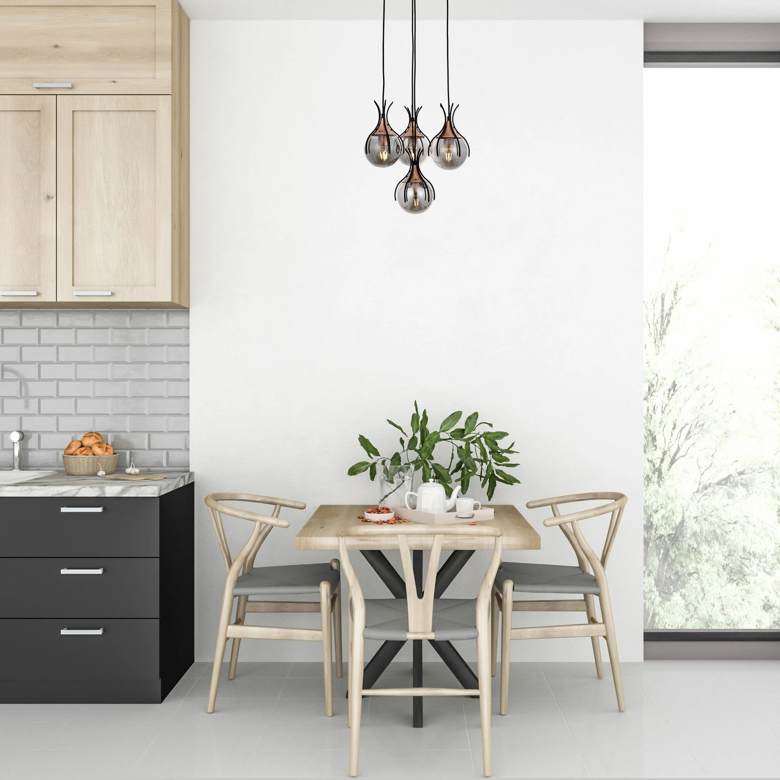 Llambë tavani industriale, ngjyrë e zezë dhe bronzi, Opviq, AV-1766-4T-BSY