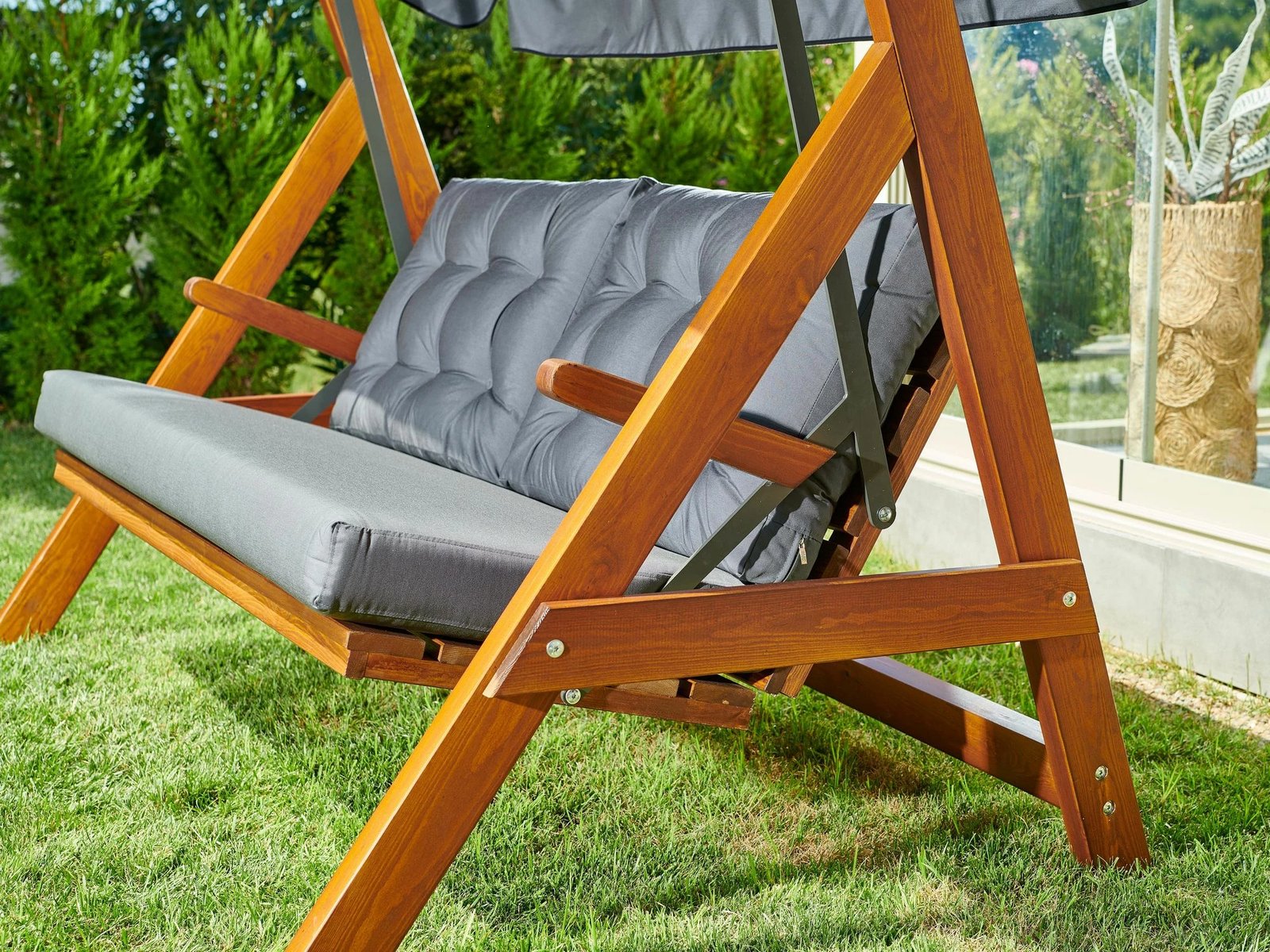 Karrige lëkundëse treshe për kopsht, ngjyrë antracit, Skye Decor Paris 2000