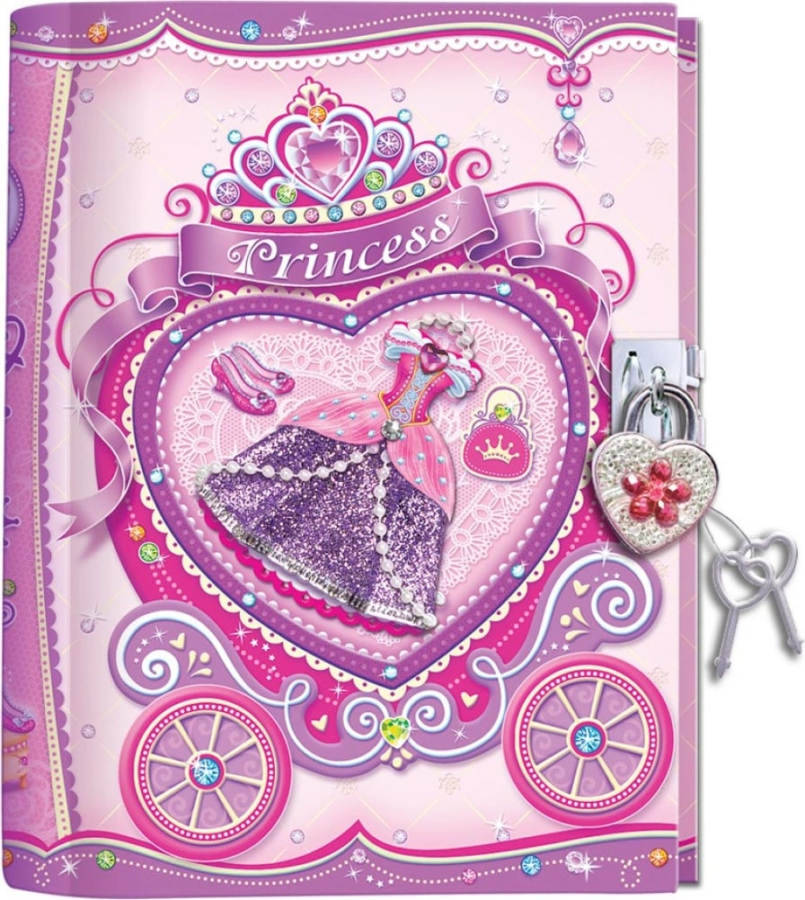Ditar i mbyllshëm Pulio Pecoware Princess, me çelës, për vajza, Rozë