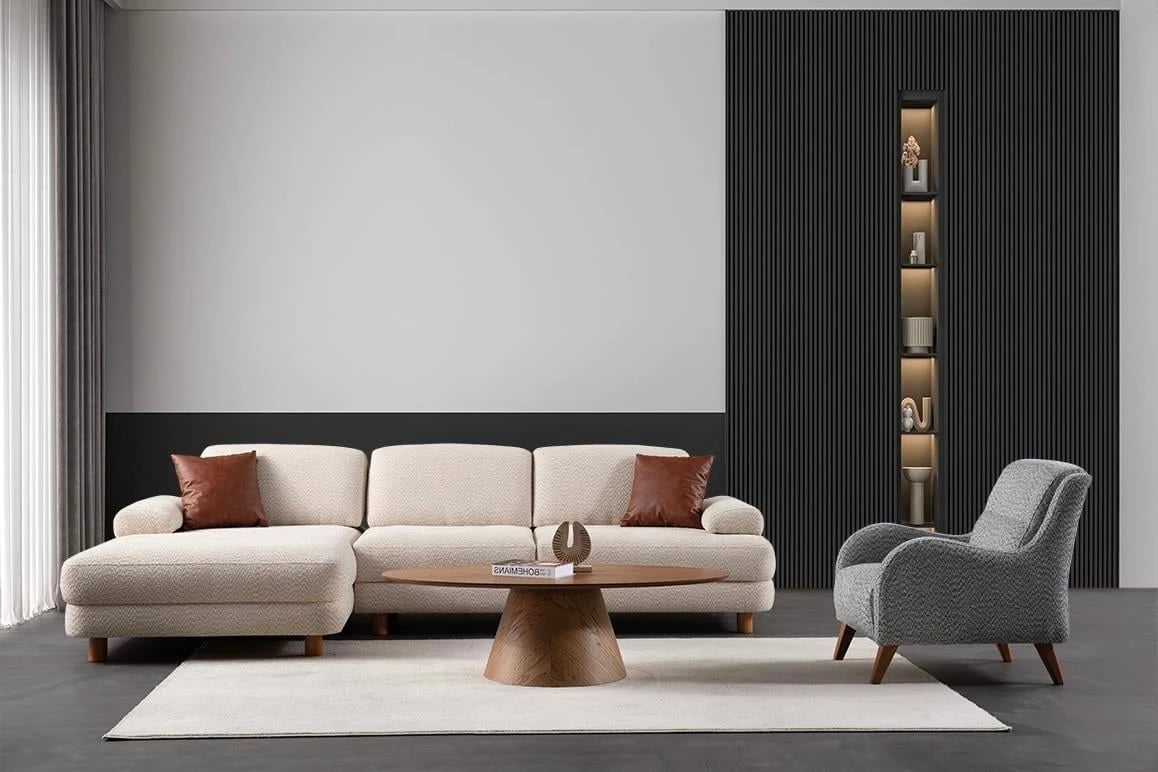 Kënd-sofë krevate Atelier del Sofa, kënd i majtë, ngjyrë krem