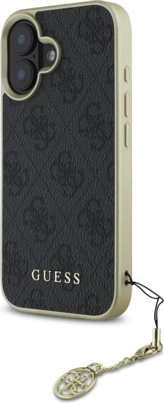Mbështjellës Guess 4G Charms Collection për iPhone 16 Plus, i zi