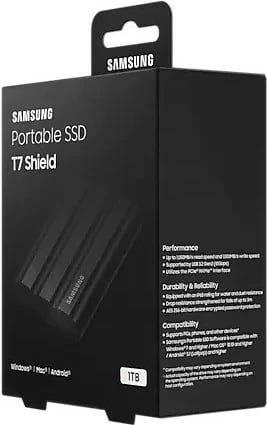 SSD i jashtëm Samsung T7 Shield 1TB, i zi