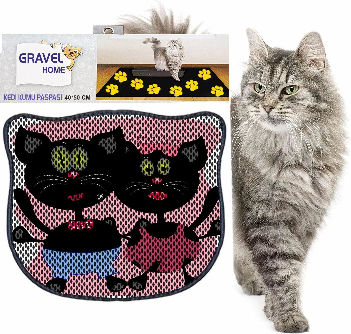 Tapet për rërë të maceve, shumëngjyrësh, Paws & Whiskers, Kdkafa0235