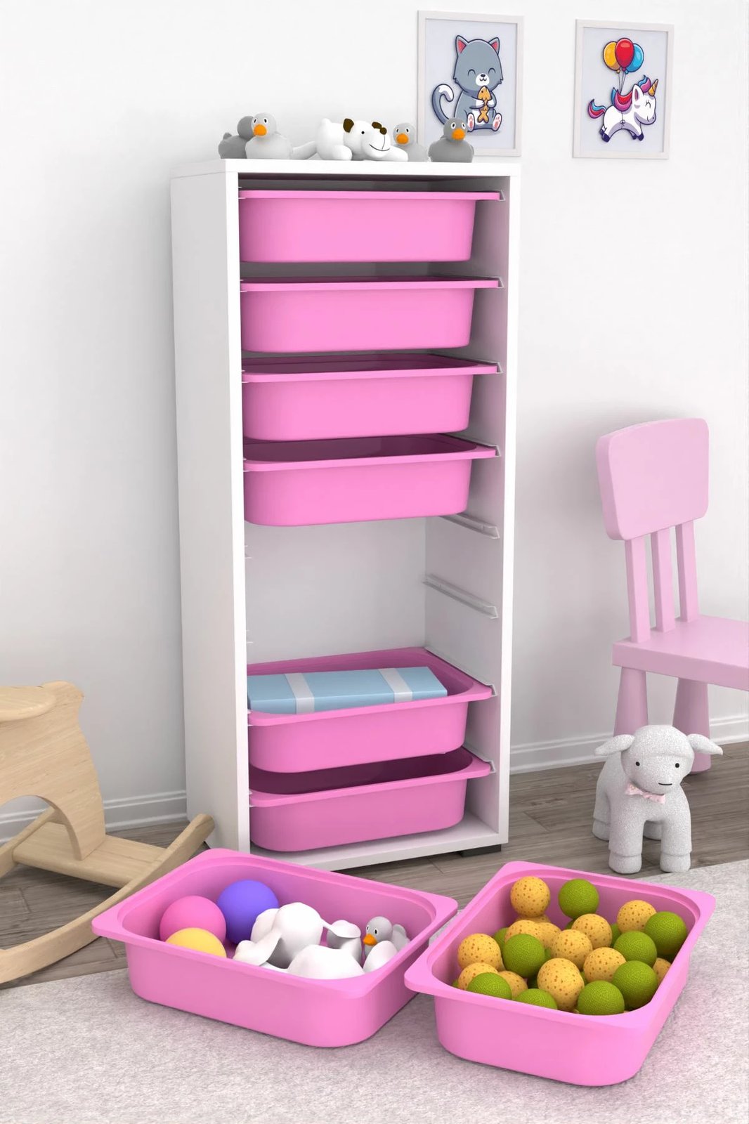 Dollap multifunksional Hanah Home, Cara 8N, i bardhë/rozë