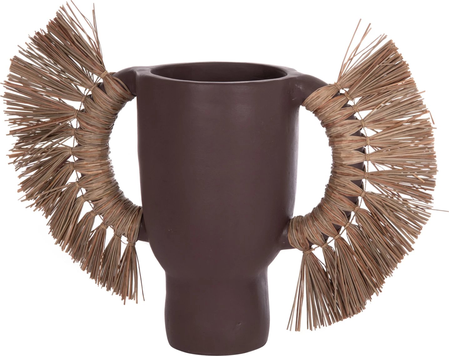 Vazo dekorative tavoline ALICA, terrakotë, ngjyrë çokollate, me bar të thatë, 64x22x38cm Vazo dekorative tavoline ALICA, terrakotë, ngjyrë çokollate, me bar të thatë, 64x22x38cm