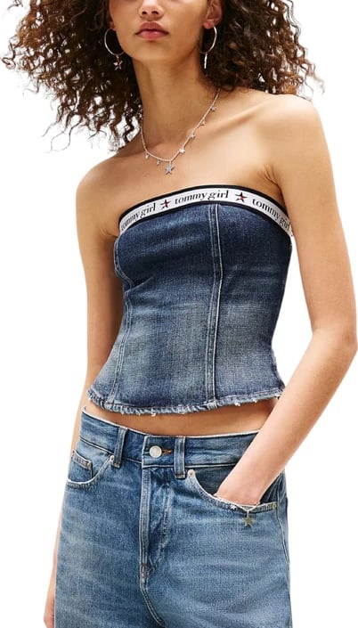 Top femra Tommy Hilfiger Jeans, blu