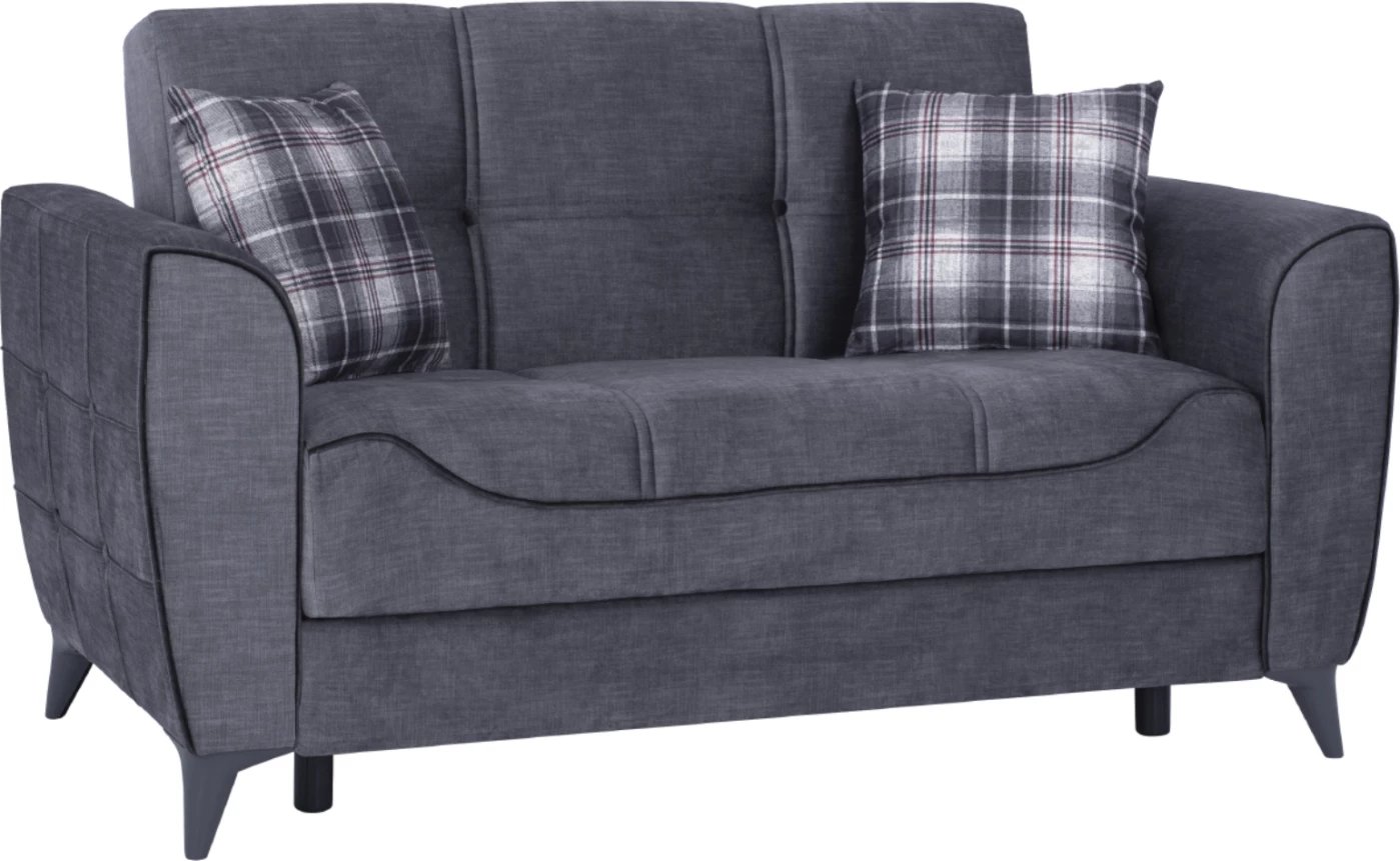 Divan dy ulësesh Juana FH3166.20, ngjyrë gri me detaje gri të errët, 156x80x88 cm