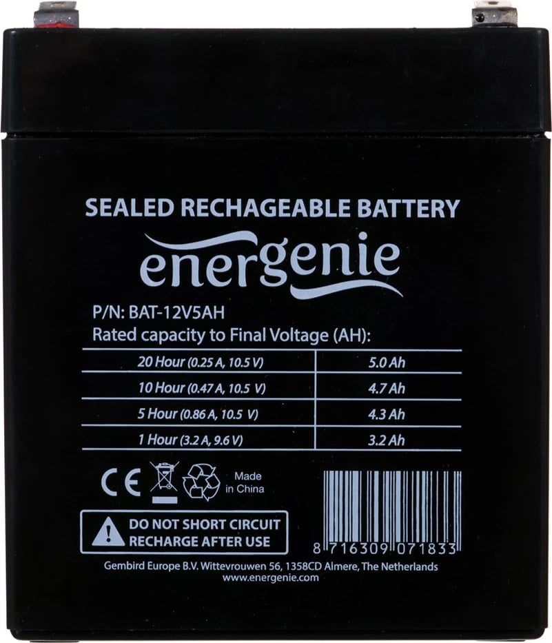 Bateri për UPS Gembird, 12V, 5Ah, (VRLA)
