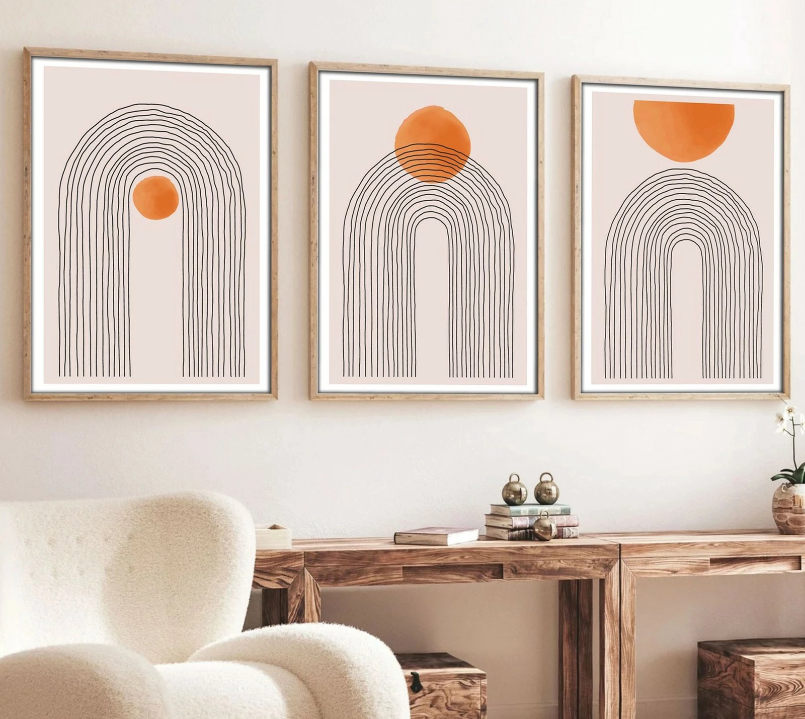 Pikturë dekorative me kornizë MDF (3 copa), Wallity, Huhu133, 70x50