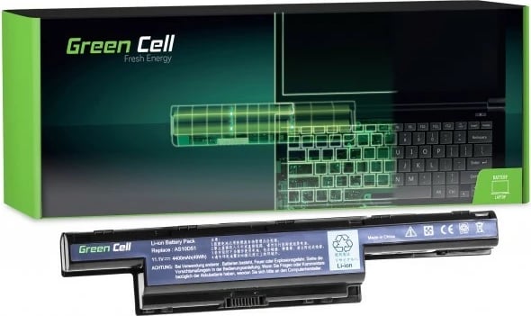 Bateri laptopi Green Cell AC06 për Acer Aspire 5740G, 11.1V, 4400mAh, 6 qeliza, e zezë