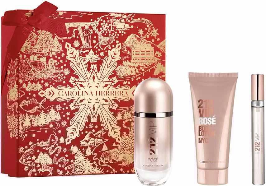 Eau de Parfum për femra Carolina Herrera 212 VIP Rose set 80ml + balsam trupi 100ml + spray parfum 10ml