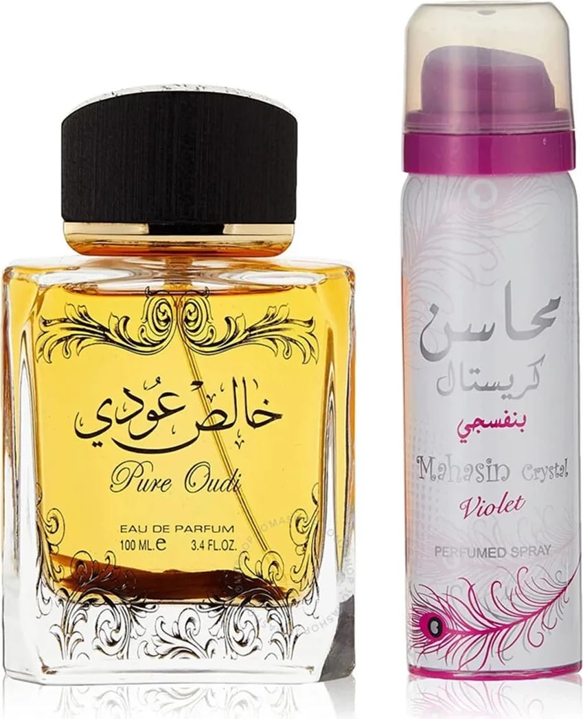 Eau de Parfum dhe Dezodorant Spray Lattafa Pure Oudi unisex, 100ml + 50ml
