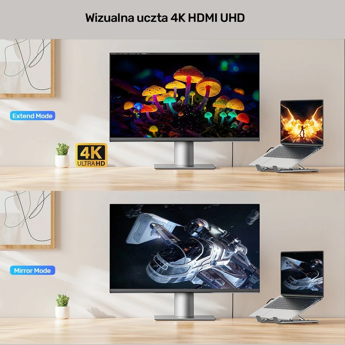 Kasë laptopi Unitek, me hub HDMI/PD/SD, e rregullueshme, ngjyrë argjendtë