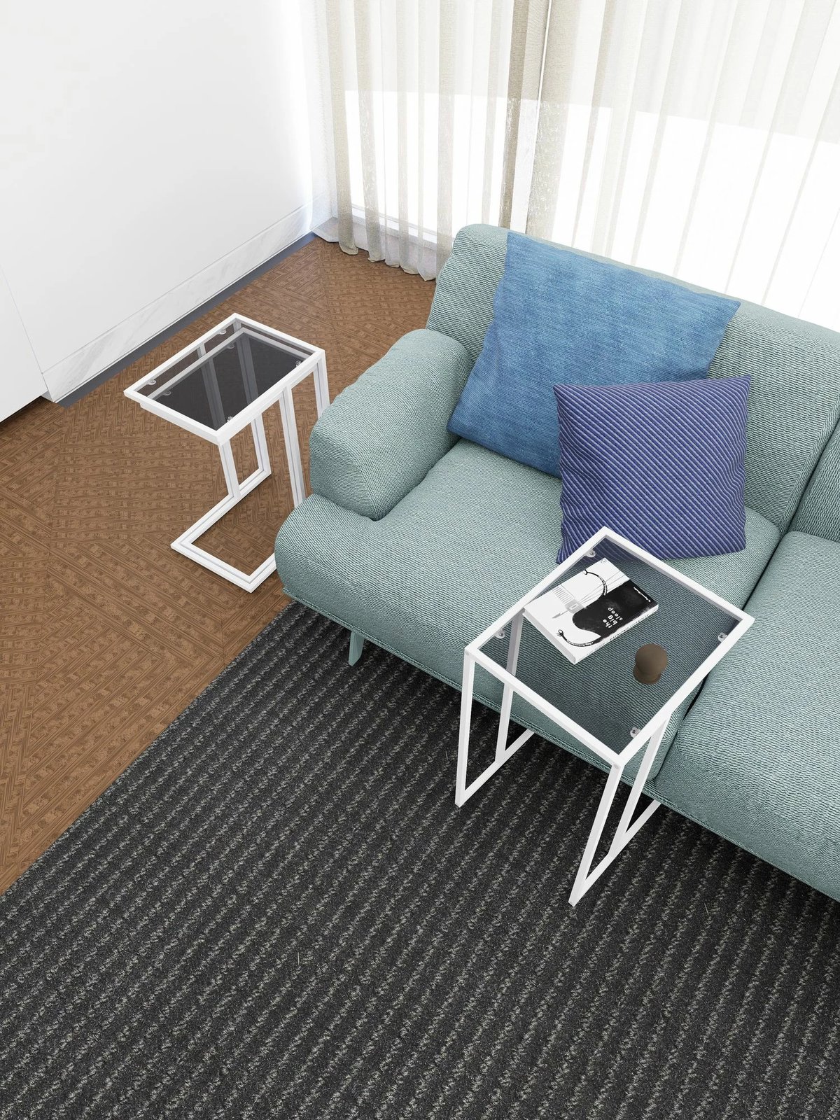 Set tavolinash të vendosshme, 3 copë, Hanah Home Ibiza C, e bardhë, fume